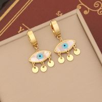 1 Pair IG Style Devil'S Eye Enamel Stainless Steel 18K Gold Plated Drop Earrings sku image 8
