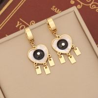 1 Pair IG Style Devil'S Eye Enamel Stainless Steel 18K Gold Plated Drop Earrings sku image 7