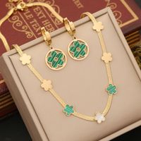 Simple Style Commute Flower Stainless Steel Plating Earrings Necklace main image 1