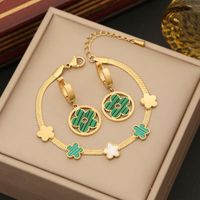 Simple Style Commute Flower Stainless Steel Plating Earrings Necklace main image 4