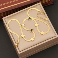 Stainless Steel 18K Gold Plated Simple Style Commute Plating Star Earrings Necklace main image 4