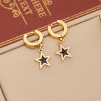 Stainless Steel 18K Gold Plated Simple Style Commute Plating Star Earrings Necklace sku image 1