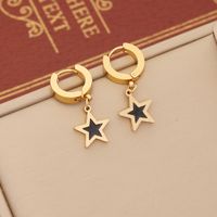 Stainless Steel 18K Gold Plated Simple Style Commute Plating Star Earrings Necklace main image 2