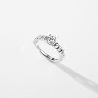 Simple Style Sterling Silver Chain Inlay Zircon Rhodium Plated Rings main image 3