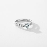 Simple Style Heart Shape Sterling Silver Inlay Zircon Rhodium Plated Rings main image 2