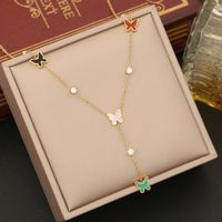 Stainless Steel 18K Gold Plated IG Style Animal Butterfly Bracelets Earrings Necklace sku image 3