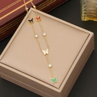 Stainless Steel 18K Gold Plated IG Style Animal Butterfly Bracelets Earrings Necklace main image 5