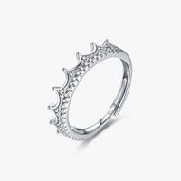 Elegant Crown Sterling Silver Inlay Zircon Rhodium Plated Rings sku image 1