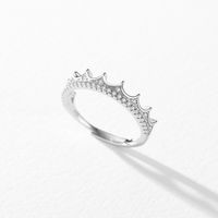 Elegant Crown Sterling Silver Inlay Zircon Rhodium Plated Rings main image 6