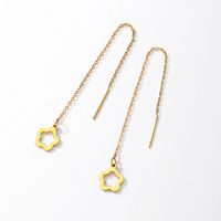 1 Pair Luxurious Simple Style Oval Heart Shape Flower Tassel Plating Inlay 201 Stainless Steel Diamond 18K Gold Plated Ear Line main image 2