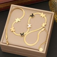 Stainless Steel 18K Gold Plated IG Style Animal Butterfly Bracelets Earrings Necklace main image 4