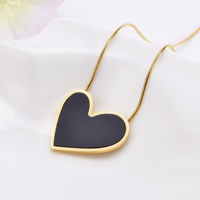 Simple Style Heart Shape Titanium Steel Plating Inlay Shell Drop Earrings 1 Pair sku image 1