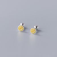 1 Par Estilo Simple Cara Sonriente Cobre Epoxy Enchapado Pendientes sku image 1