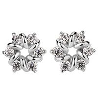 1 Pair Simple Style Flower Copper Plating Inlay Zircon Ear Studs main image 1