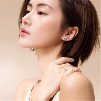 1 Pair Simple Style Flower Copper Plating Inlay Zircon Ear Studs main image 2