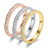 Simple Style Circle Stainless Steel Inlay Zircon Rings main image 1