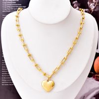 304 Stainless Steel 18K Gold Plated Sweet Plating Heart Shape Lock Bracelets Earrings Necklace main image 5