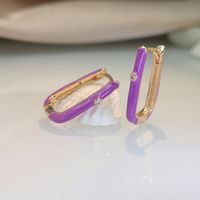 1 Pair Ins Style U Shape Copper Plating Inlay Zircon Gold Plated Silver Plated Hoop Earrings sku image 11