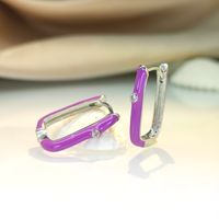 1 Pair Ins Style U Shape Copper Plating Inlay Zircon Gold Plated Silver Plated Hoop Earrings sku image 9