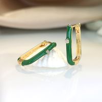 1 Pair Ins Style U Shape Copper Plating Inlay Zircon Gold Plated Silver Plated Hoop Earrings sku image 7