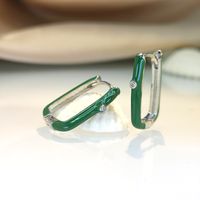 1 Pair Ins Style U Shape Copper Plating Inlay Zircon Gold Plated Silver Plated Hoop Earrings sku image 10
