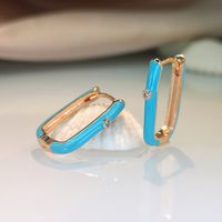 1 Pair Ins Style U Shape Copper Plating Inlay Zircon Gold Plated Silver Plated Hoop Earrings sku image 14