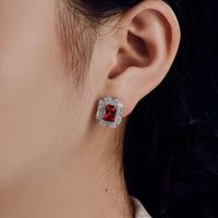 1 Pair Luxurious Rectangle Sterling Silver Plating Inlay Zircon Ear Studs main image 3