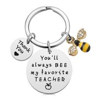 Modern Style Bee Stainless Steel Inlay Rhinestones Teachers' Day Women's Bag Pendant Keychain sku image 1