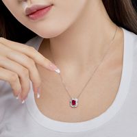 Luxurious Square Sterling Silver Plating Inlay Zircon Pendant Necklace main image 4