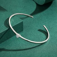 Ins Style Round Sterling Silver Plating Inlay Zircon Rhodium Plated Cuff Bracelets main image 3