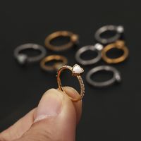 Simple Style Heart Shape Titanium Steel Inlay Zircon Nose Ring main image 3