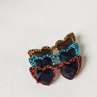 Retro Heart Shape Leopard Pc Special-shaped Mirror Full Frame Kids Sunglasses main image 4