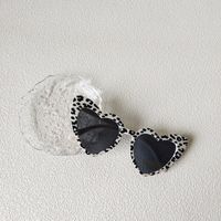 Retro Heart Shape Leopard Pc Special-shaped Mirror Full Frame Kids Sunglasses sku image 3