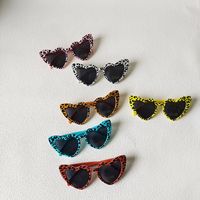 Retro Heart Shape Leopard Pc Special-shaped Mirror Full Frame Kids Sunglasses main image 1