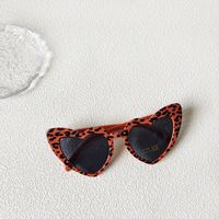 Retro Heart Shape Leopard Pc Special-shaped Mirror Full Frame Kids Sunglasses sku image 5