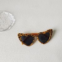 Retro Heart Shape Leopard Pc Special-shaped Mirror Full Frame Kids Sunglasses sku image 6