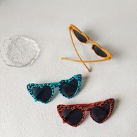 Retro Heart Shape Leopard Pc Special-shaped Mirror Full Frame Kids Sunglasses main image 3