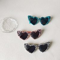 Retro Heart Shape Leopard Pc Special-shaped Mirror Full Frame Kids Sunglasses main image 2