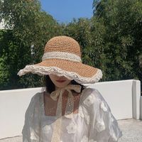 Mujeres Vacaciones Estilo Simple Nudo De Lazo Grandes Aleros Sombrero Para El Sol sku image 22
