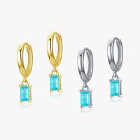 1 Pair Elegant Rectangle Sterling Silver Plating Inlay Gem 14k Gold Plated Rhodium Plated Drop Earrings main image 2