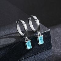 1 Pair Elegant Rectangle Sterling Silver Plating Inlay Gem 14k Gold Plated Rhodium Plated Drop Earrings main image 1