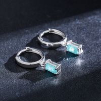 1 Pair Elegant Rectangle Sterling Silver Plating Inlay Gem 14k Gold Plated Rhodium Plated Drop Earrings main image 3