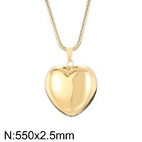 Titanium Steel 18K Gold Plated Vacation Chain Heart Shape Pendant Necklace sku image 3