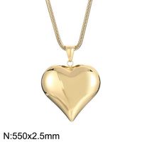 Titanium Steel 18K Gold Plated Vacation Chain Heart Shape Pendant Necklace sku image 4