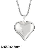 Titanium Steel 18K Gold Plated Vacation Chain Heart Shape Pendant Necklace sku image 2