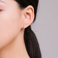 1 Pair Ins Style Simple Style C Shape Plating Inlay Sterling Silver Zircon Rhodium Plated Ear Studs main image 5