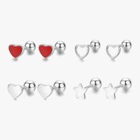 1 Pair Modern Style Simple Style Star Heart Shape Sterling Silver Epoxy Plating 14k Gold Plated Rhodium Plated Ear Studs main image 2