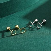 1 Pair Modern Style Simple Style Star Heart Shape Sterling Silver Epoxy Plating 14k Gold Plated Rhodium Plated Ear Studs main image 4