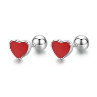 1 Pair Modern Style Simple Style Star Heart Shape Sterling Silver Epoxy Plating 14k Gold Plated Rhodium Plated Ear Studs sku image 1