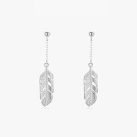 1 Pair Simple Style Artistic Leaves Sterling Silver Plating Hollow Out Silver Plated Drop Earrings main image 2
